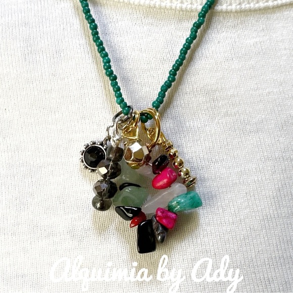 Alquimia Green and Red Necklace with Colorful Charms - Picture 2 of 2